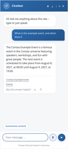 Chat-Widget auf einem Smartphone mit Antwort