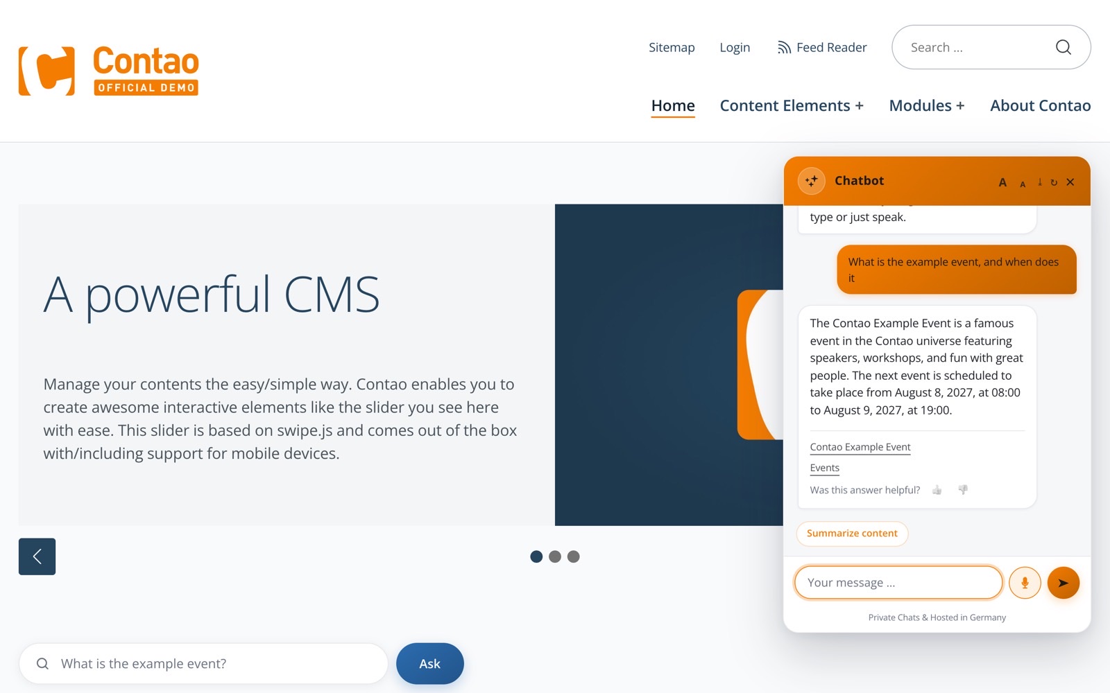 Chat-Widget in orangener Akzentfarbe